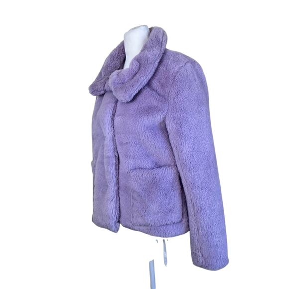 LEITH Sz XS Fur-Fect Fuzzy Faux Fur Jacket in Lavender Cute Elegant Warm - Picture 10 of 16